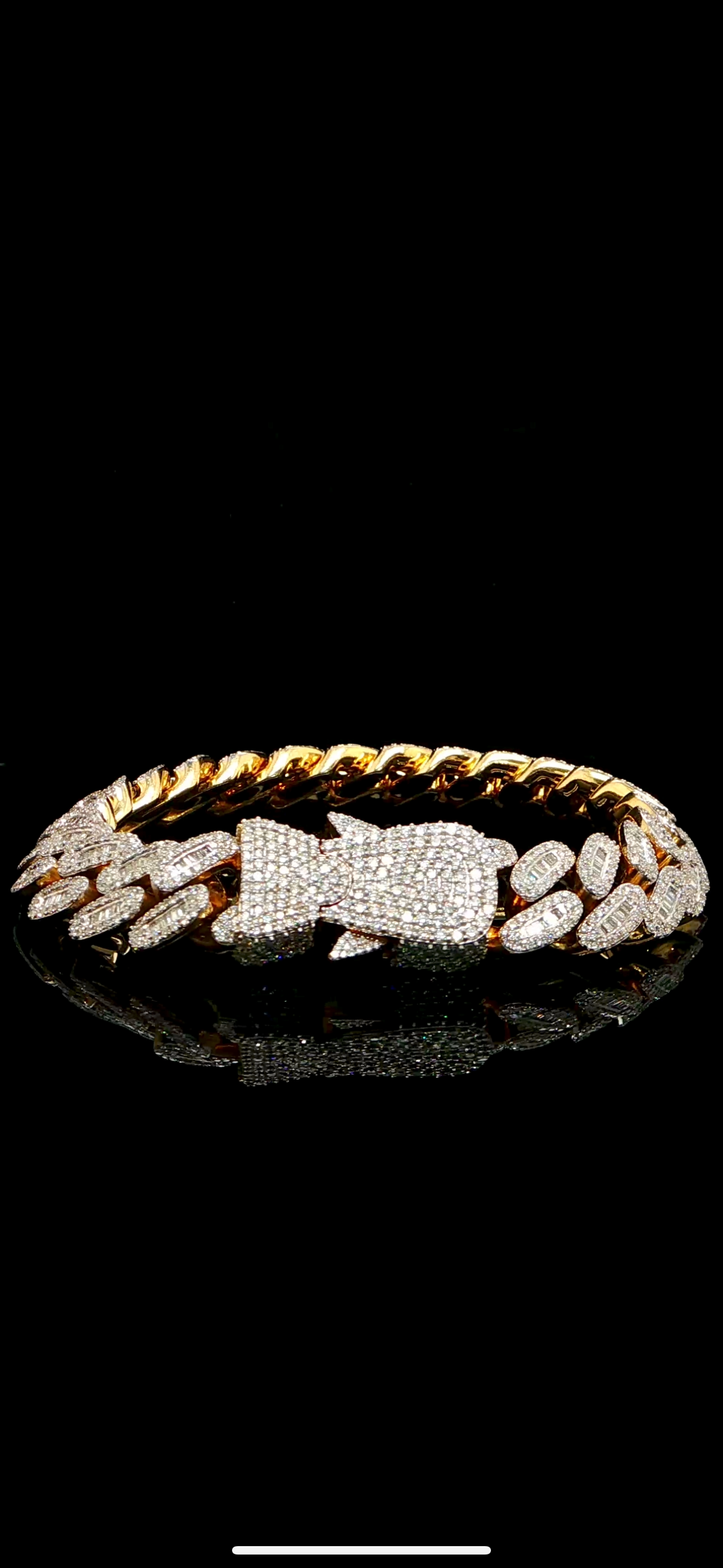 12.5MM Baguette Diamond Cuban Bracelet
