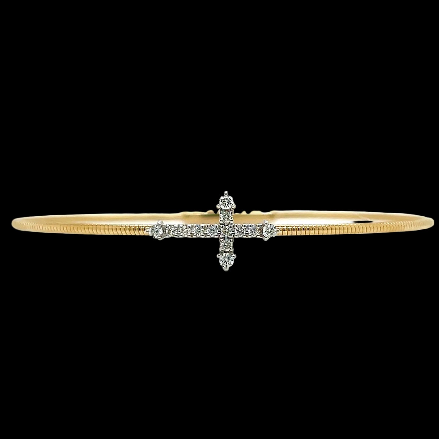 Cross Diamond Bangle in 14KT