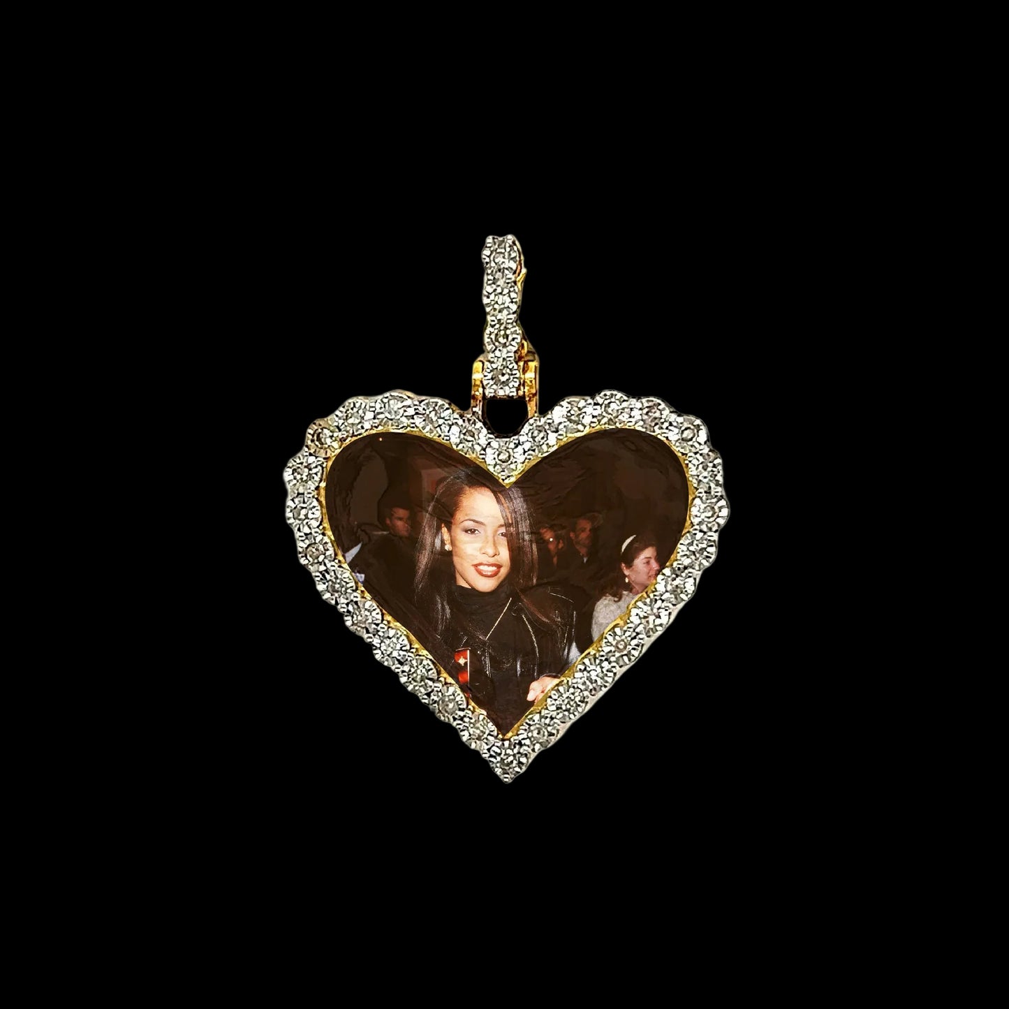 Single Row Diamond Photo Pendant