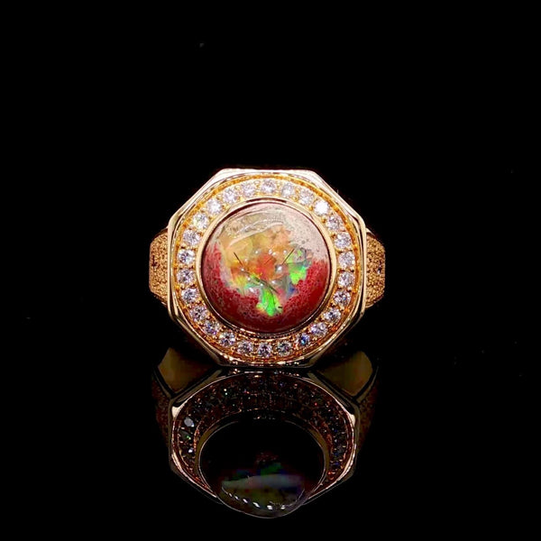 Natural Dragon Egg Opal Men's Ring