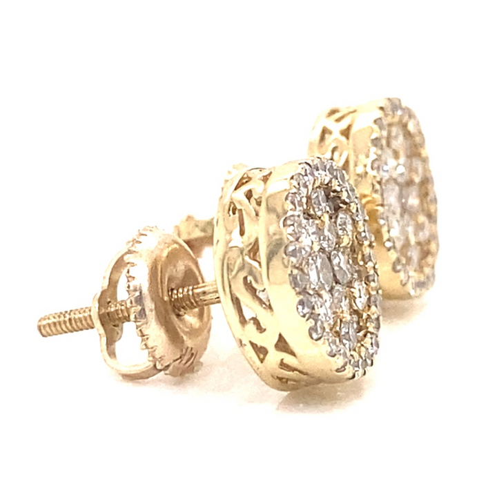 14k Gold and 1 CTW Diamond Circle Earrings