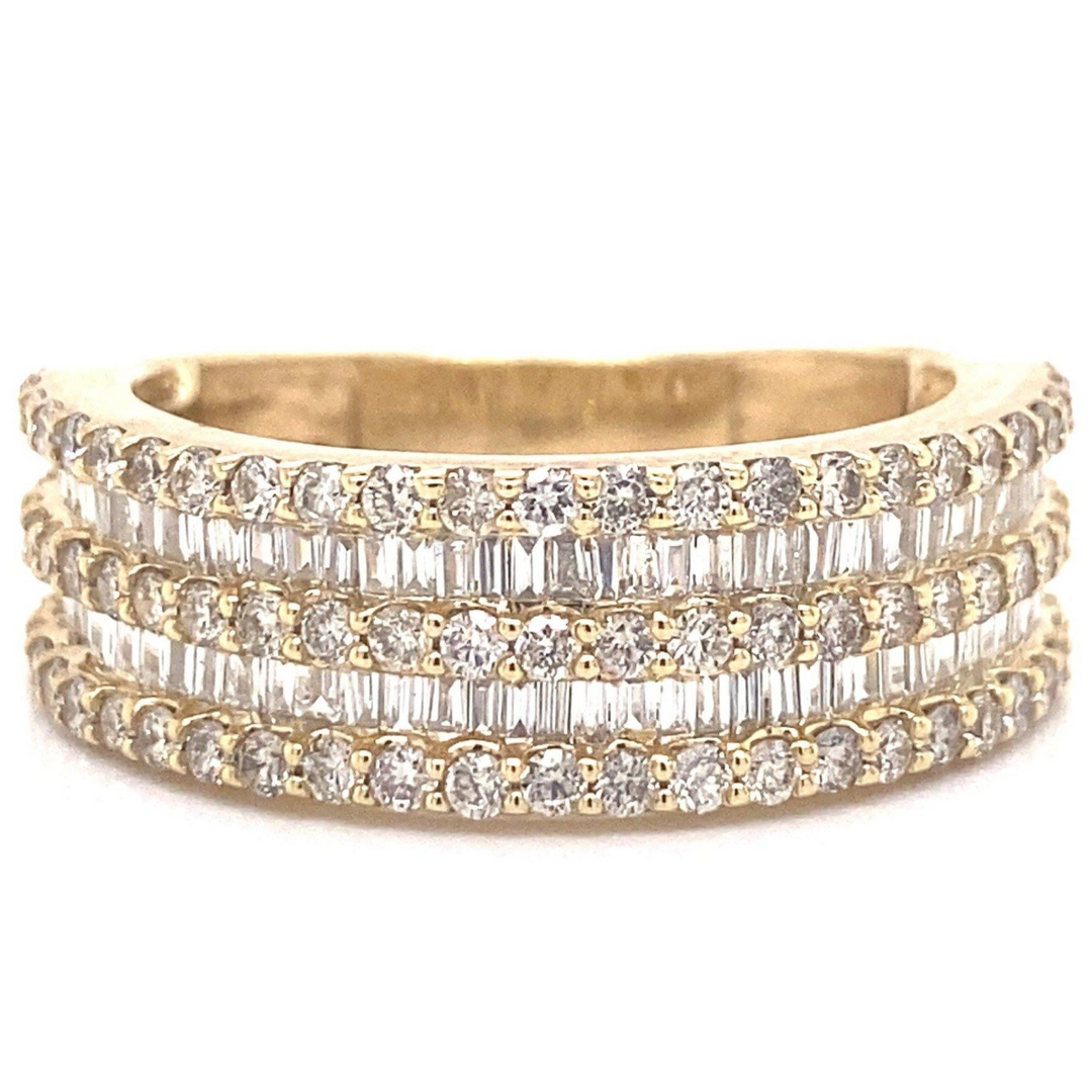 Round and Baguette Diamond Mens Ring