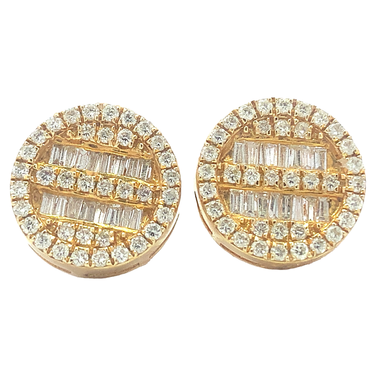 Halo Baguette Diamond Earrings in 14k Gold
