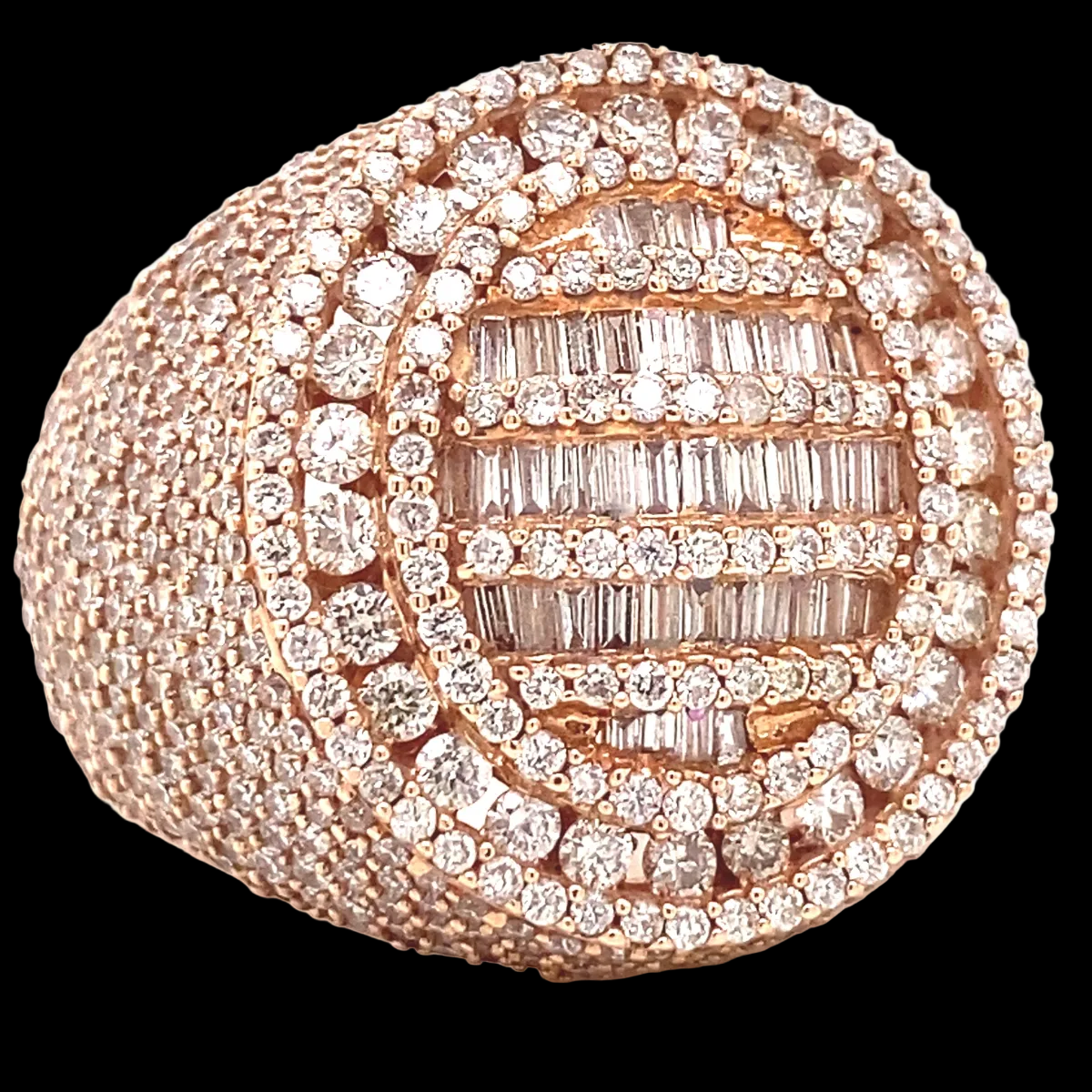 4 CT Baguette Diamond Mens Rose Gold Ring