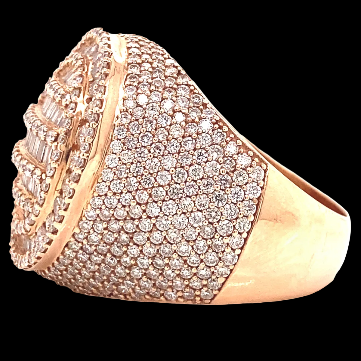 4 CT Baguette Diamond Mens Rose Gold Ring