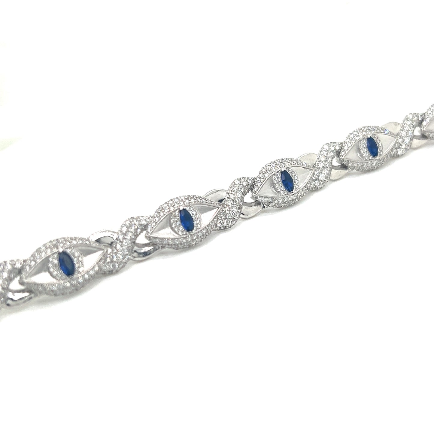 White Gold and Diamond Evil Eye Bracelet