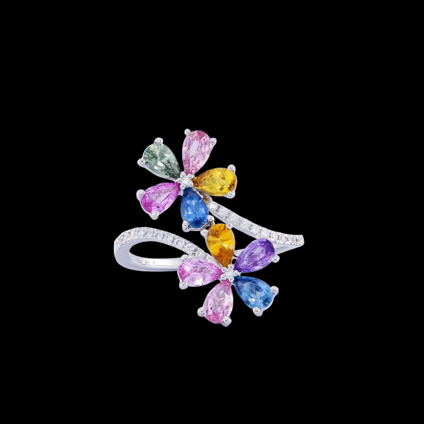 MULTI SAPPHIRE FLOWER RING