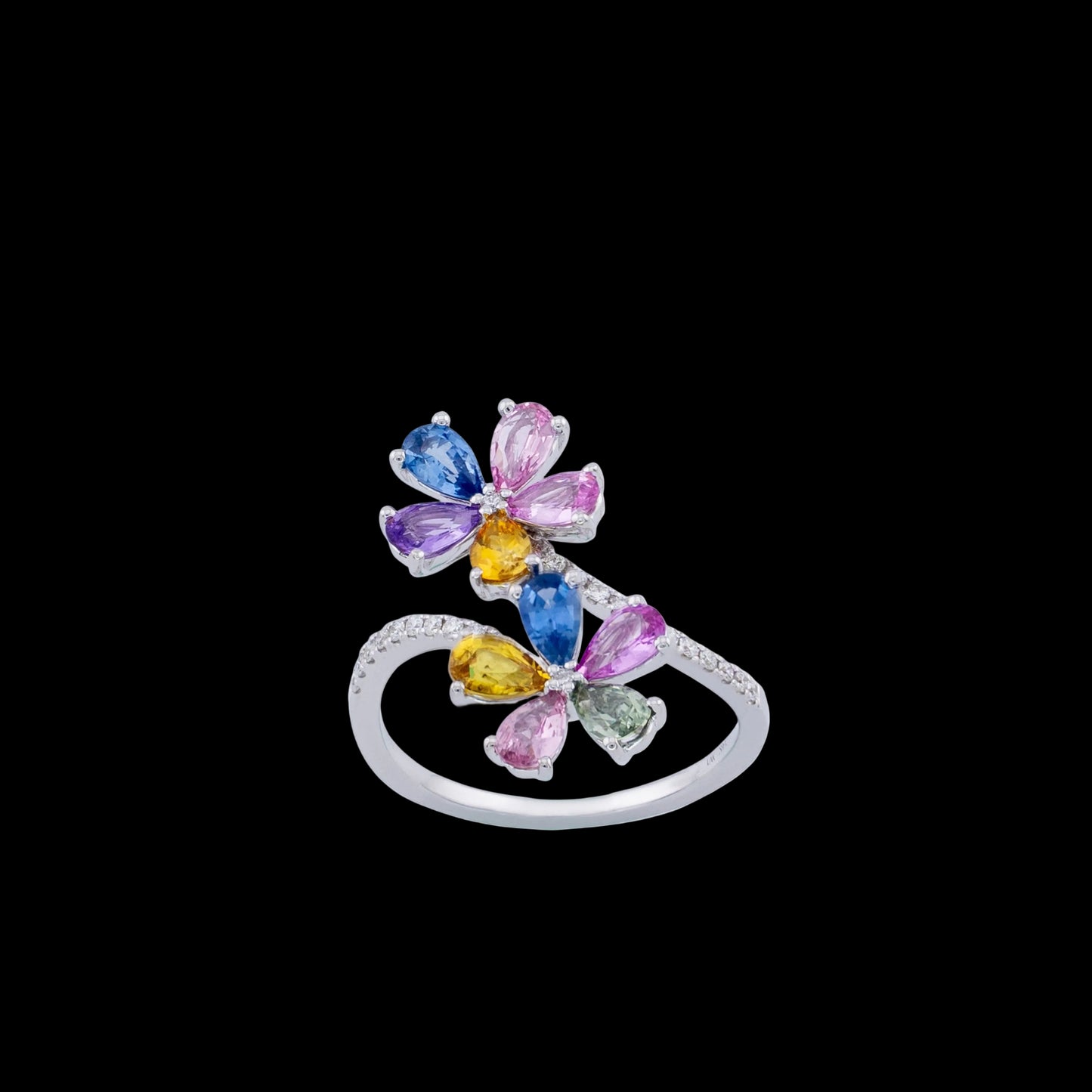 MULTI SAPPHIRE FLOWER RING
