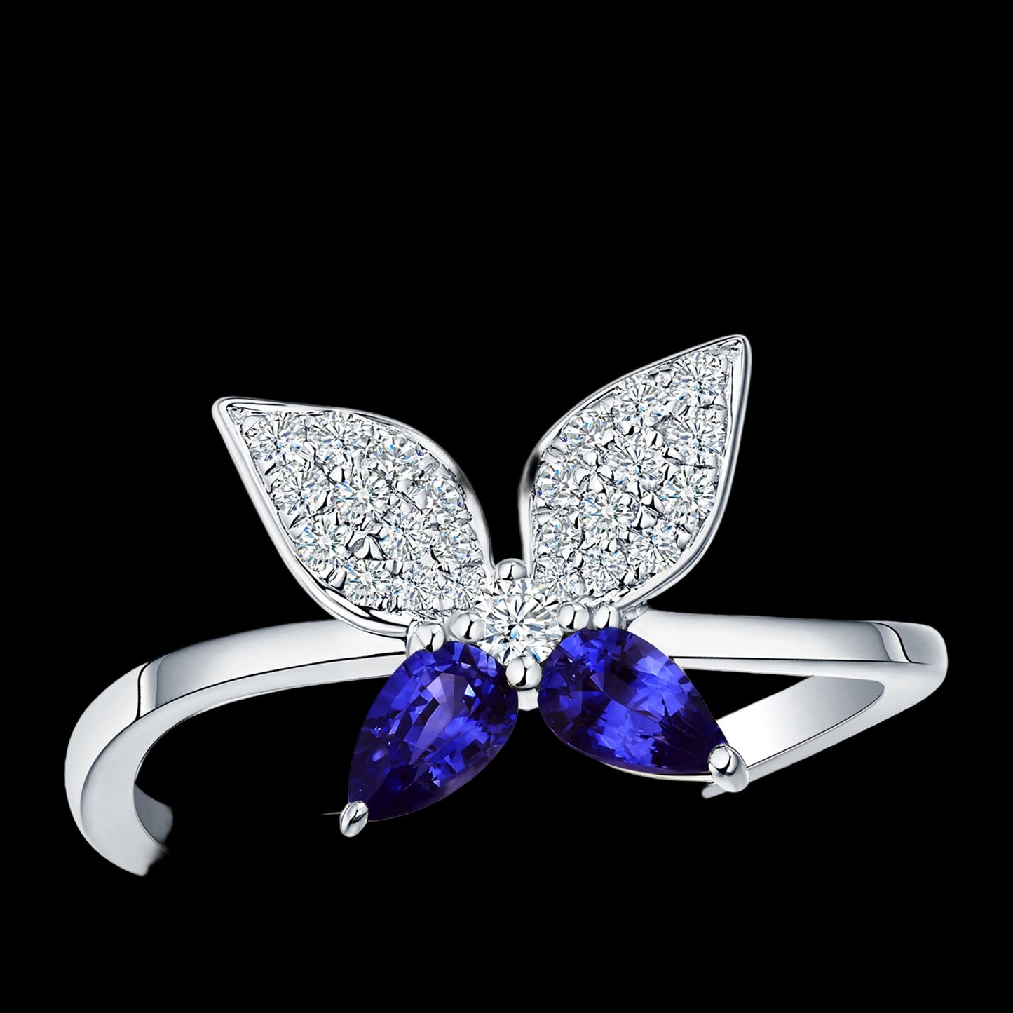 TANZANITE AND DIAMOND BUTTERFLY RING