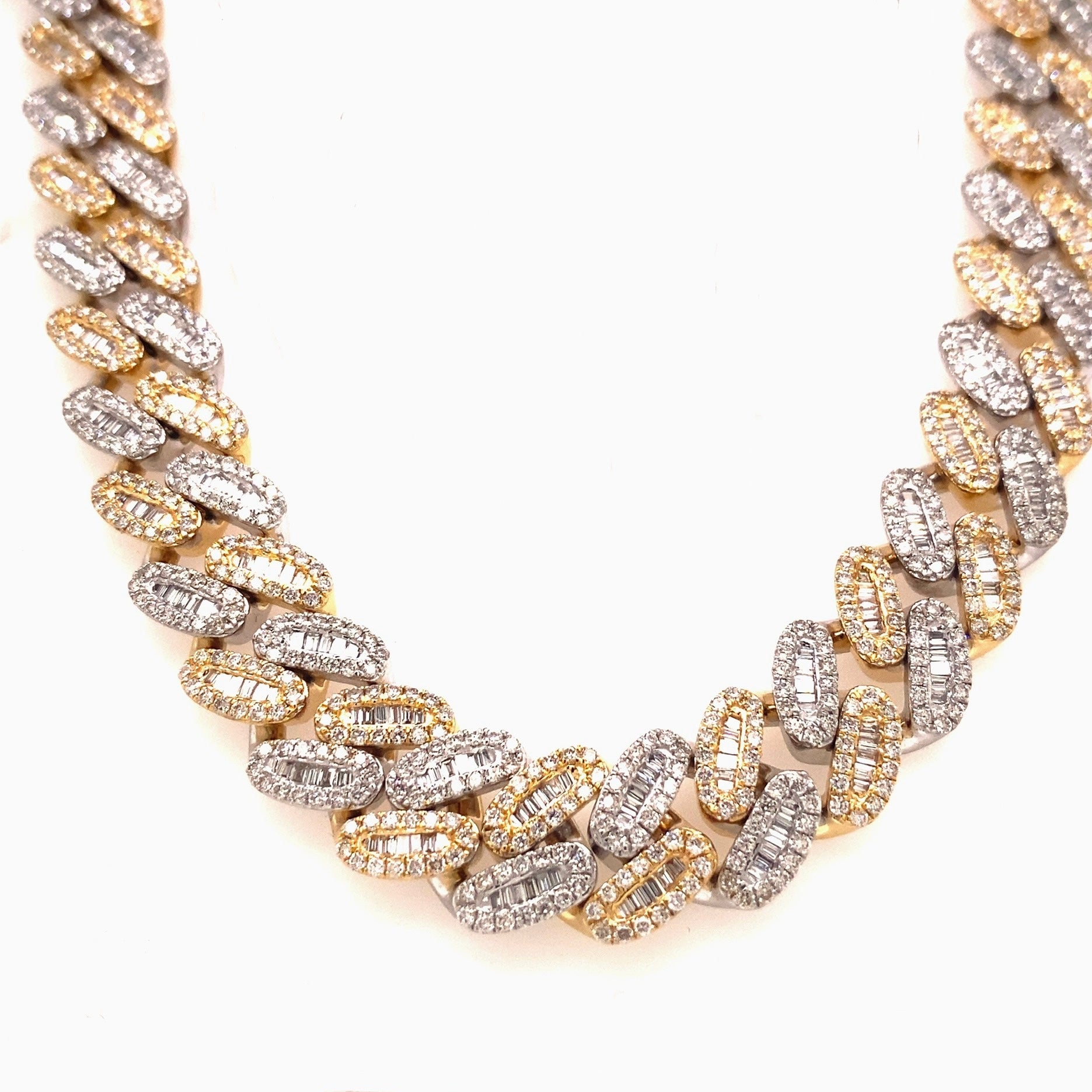 14k Gold Diamond Cuban Link Chain White Gold 14k Miami Cuban Link