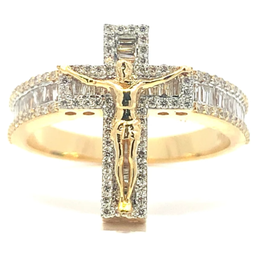 Mens gold store crucifix ring