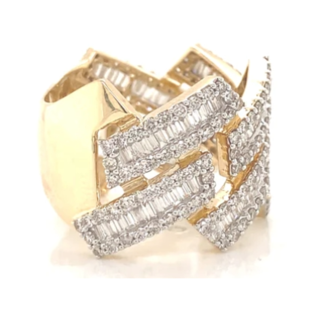 Spiked Diamond Cuban Ring in 14k Gold