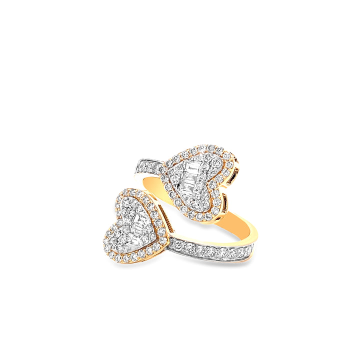 Diamond Hearts Wrap Ring in 14K Gold