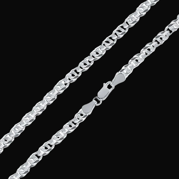 Silver Diamond Cut Bird Eye Curb Chain