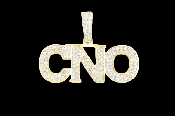 Custom Bold Serif Letter Nameplate Diamond Pendant 14k Solid Gold