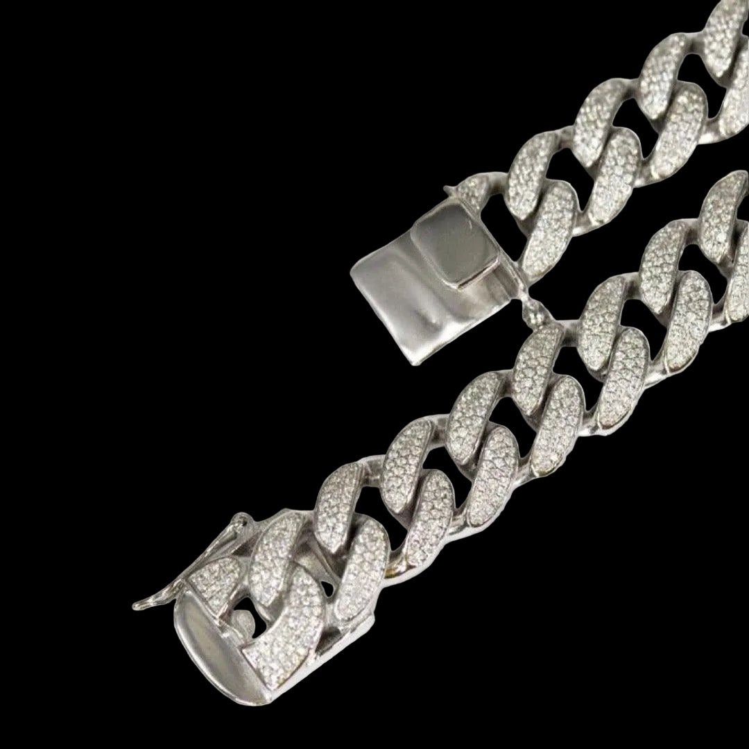 14MM Silver CZ Cuban Link Chain - Johnny Dang & Co