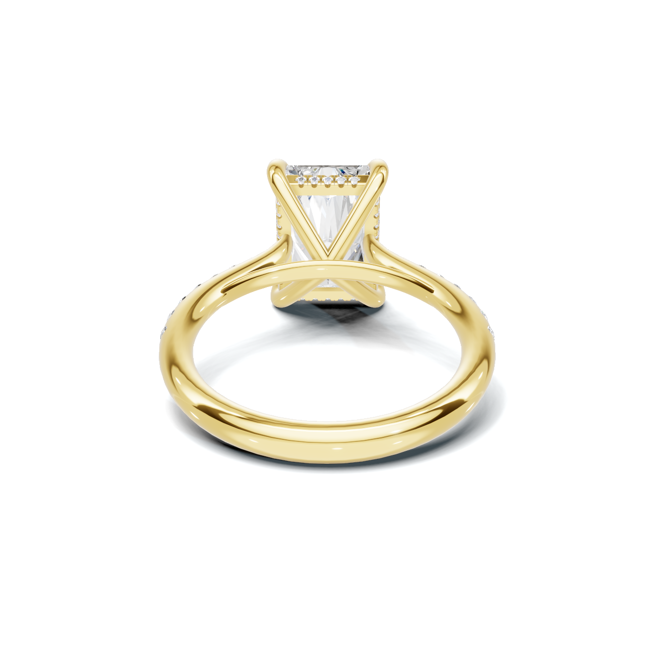 4 CT Radiant Cut Pavé Diamond Ring with Hidden Halo