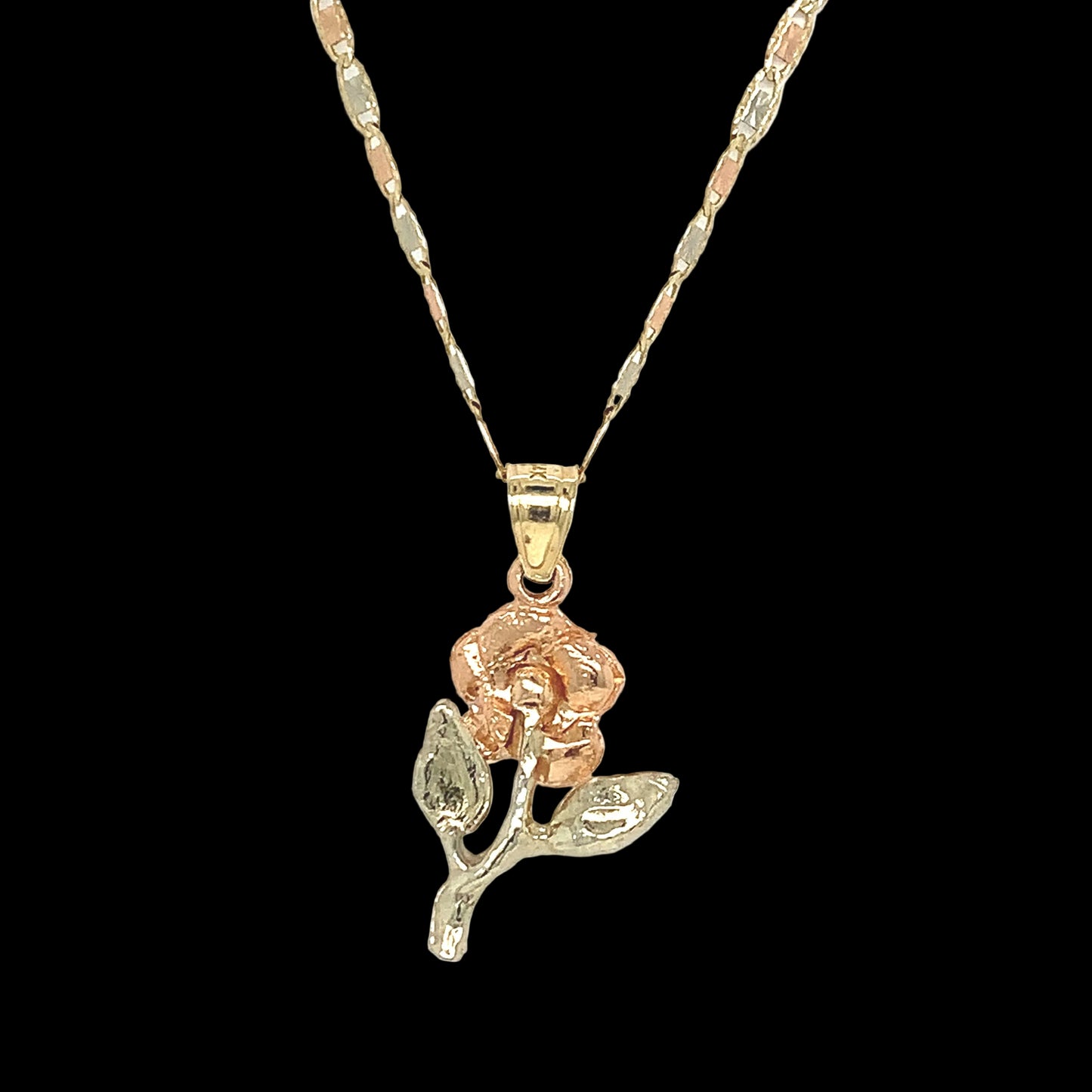 Small Two Tone Rose Pendant