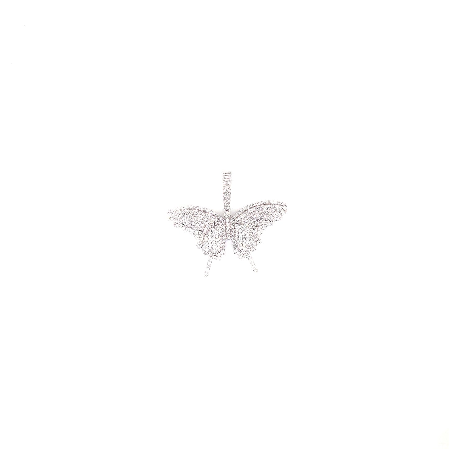 Large 14k White Gold and 2 CTWDiamond Butterfly Pendant