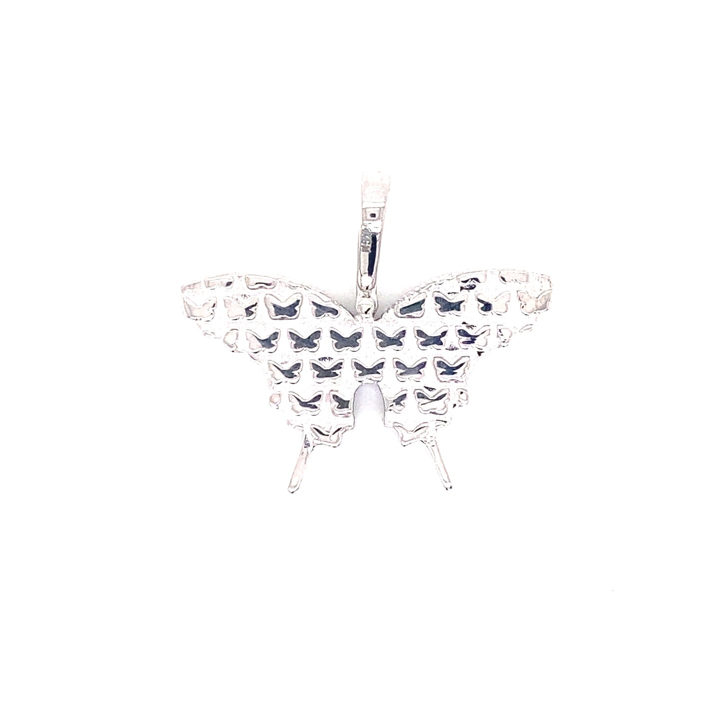 Large 14k White Gold and 2 CTWDiamond Butterfly Pendant