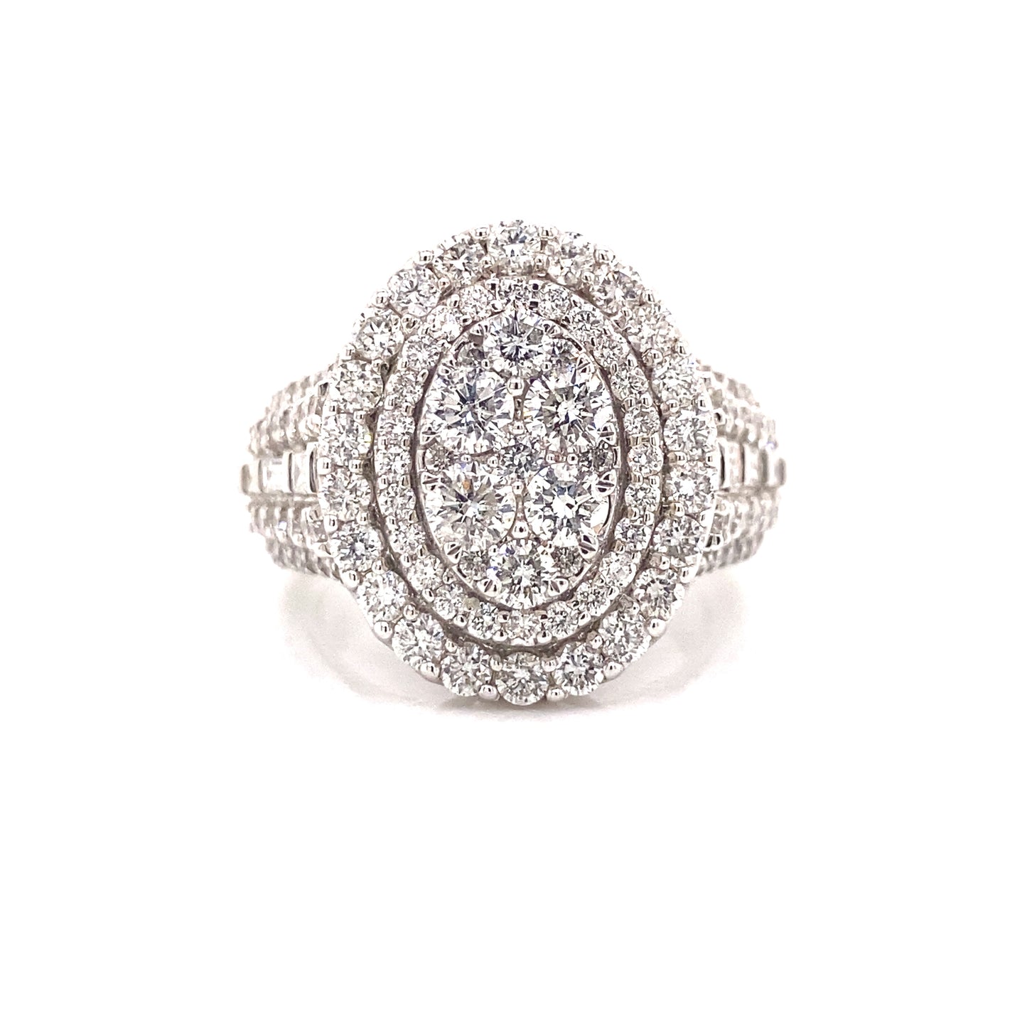 14k White Gold and 5.10 CTW Diamond Cocktail Ring