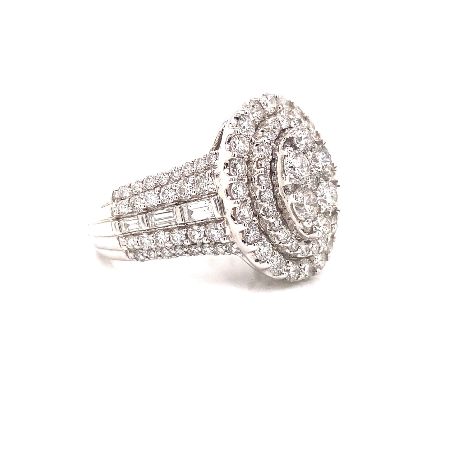 14k White Gold and 5.10 CTW Diamond Cocktail Ring