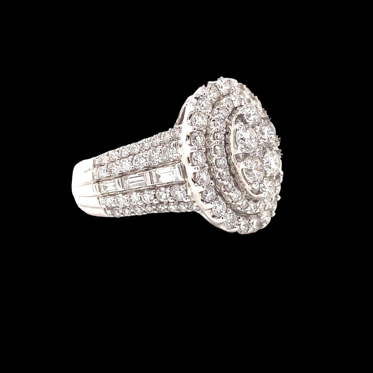 14k White Gold and 5.10 CTW Diamond Cocktail Ring