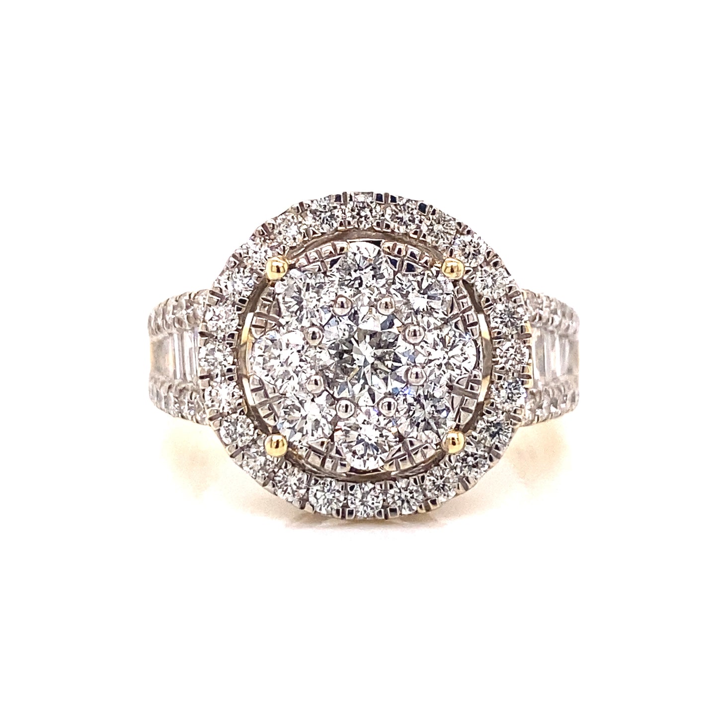 Button Prong Diamond Halo Womens Ring