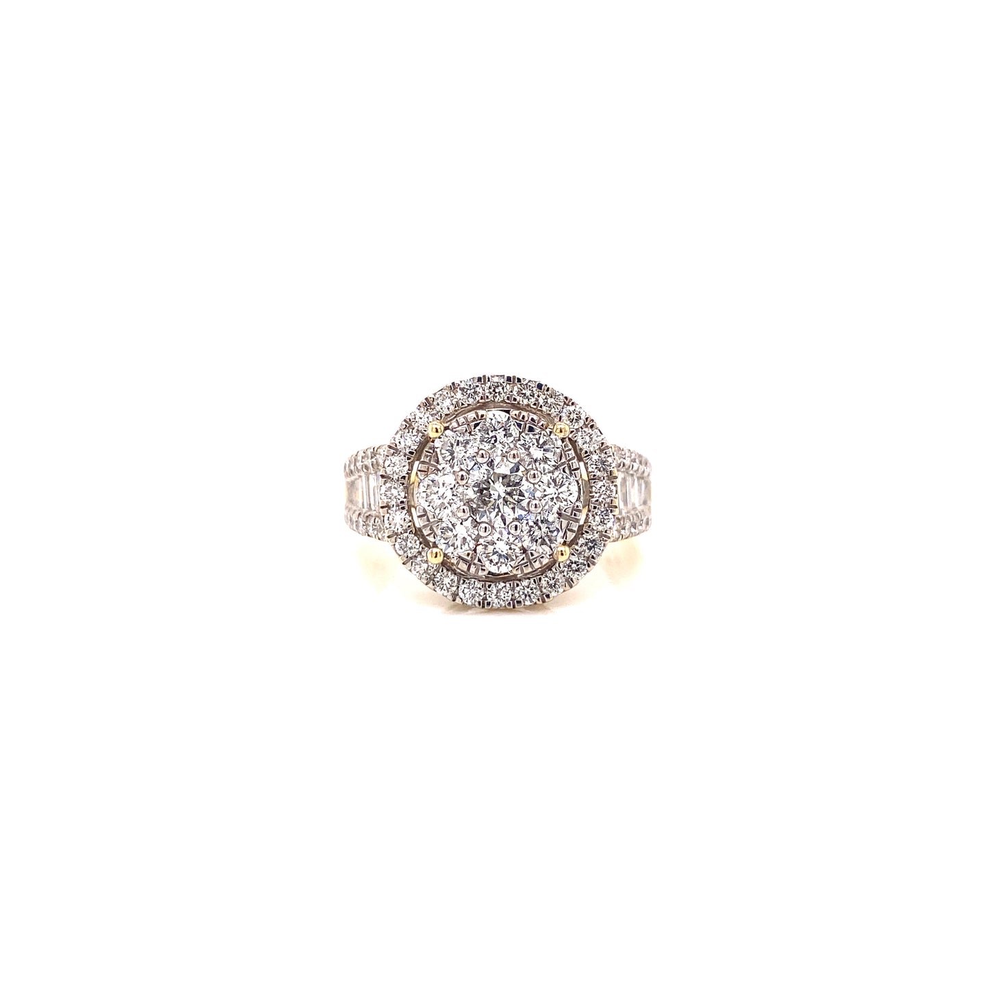 Button Prong Diamond Halo Womens Ring