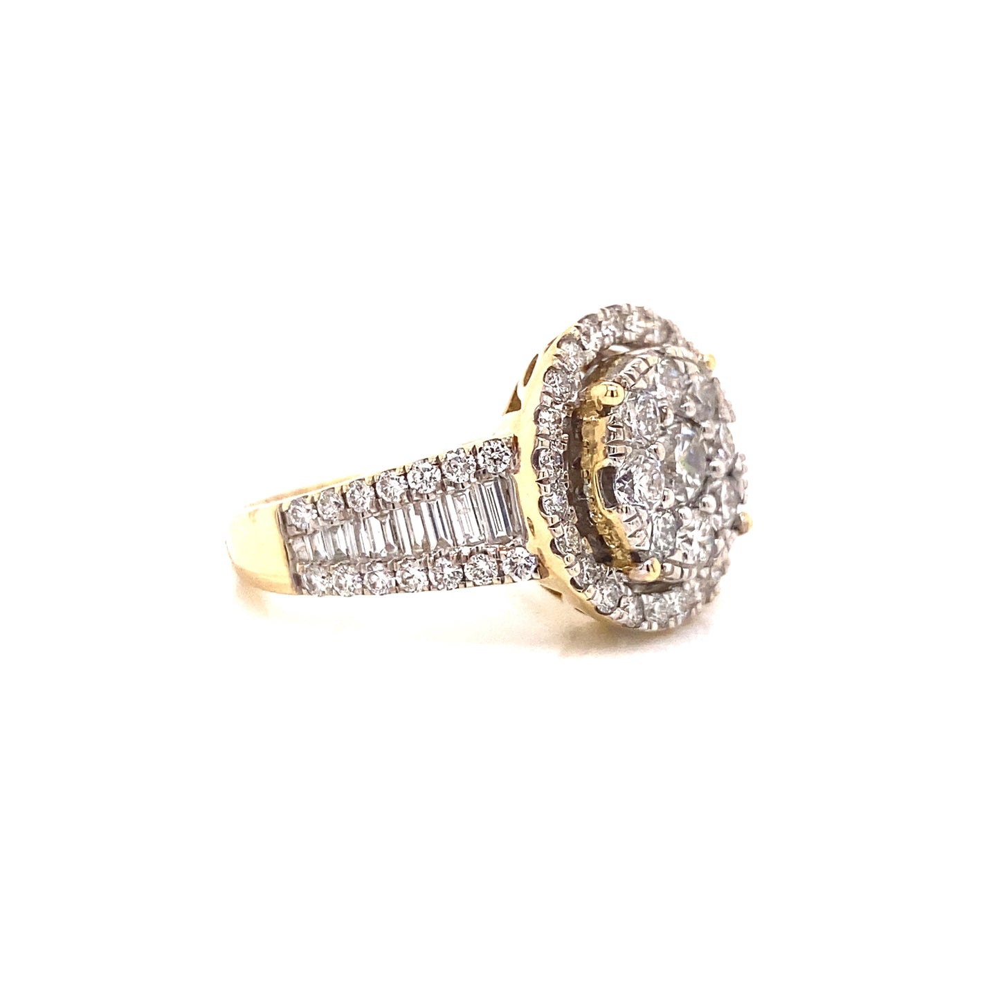 Button Prong Diamond Halo Womens Ring