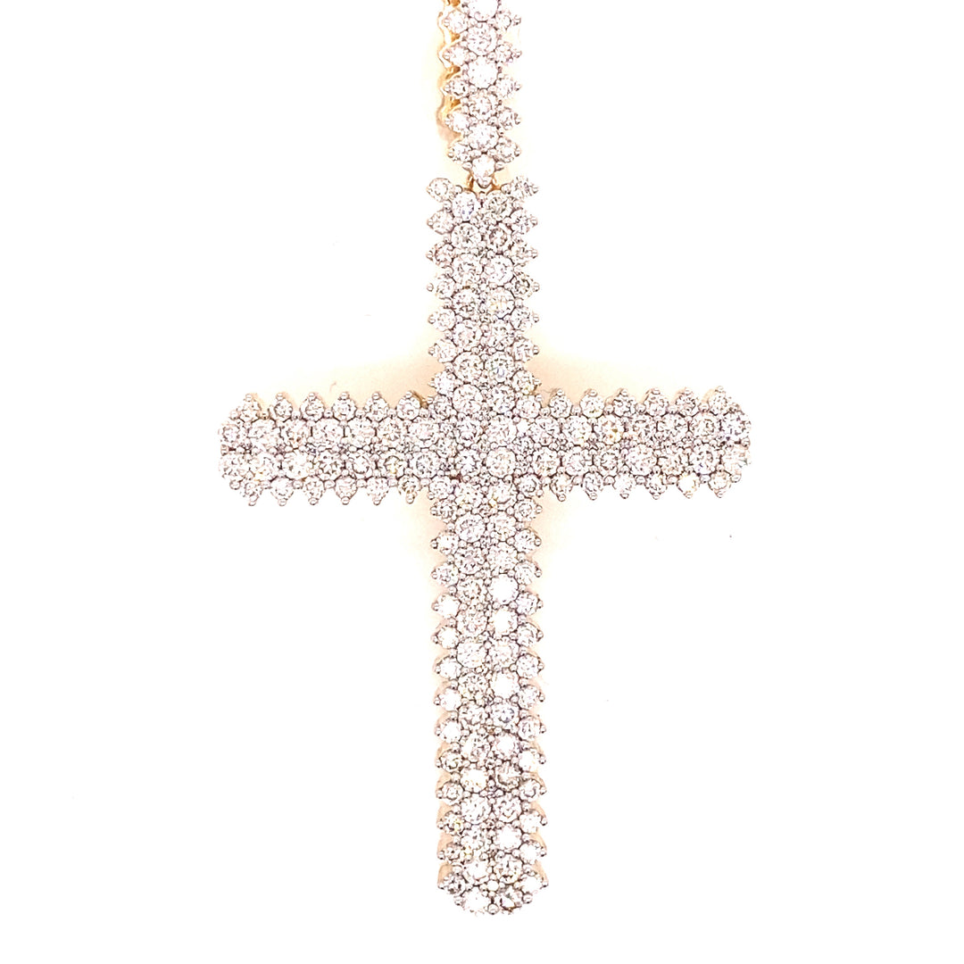 14k Gold and 4 CTW Diamond Cross Pendant