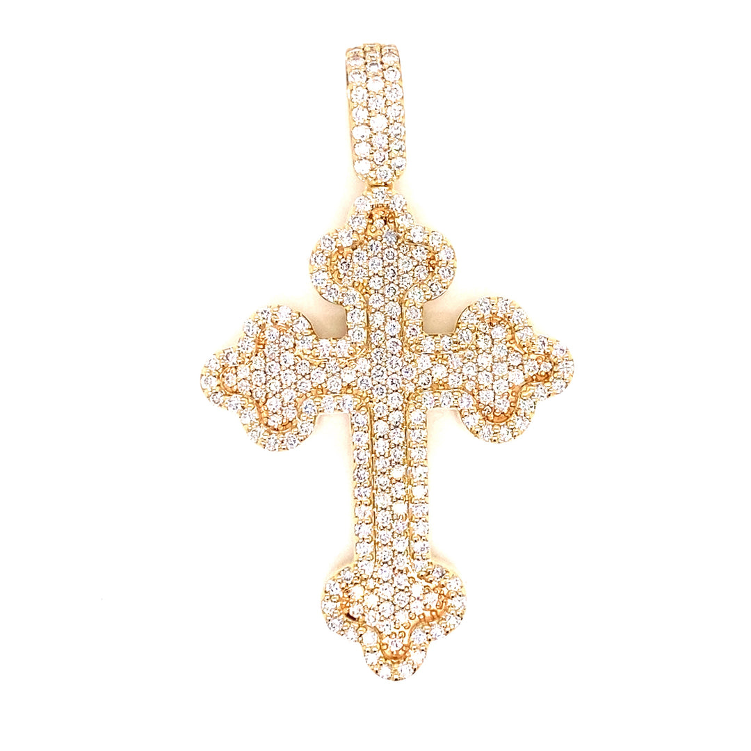 14k Gold and 3 CTW Diamond Medieval Cross Pendant