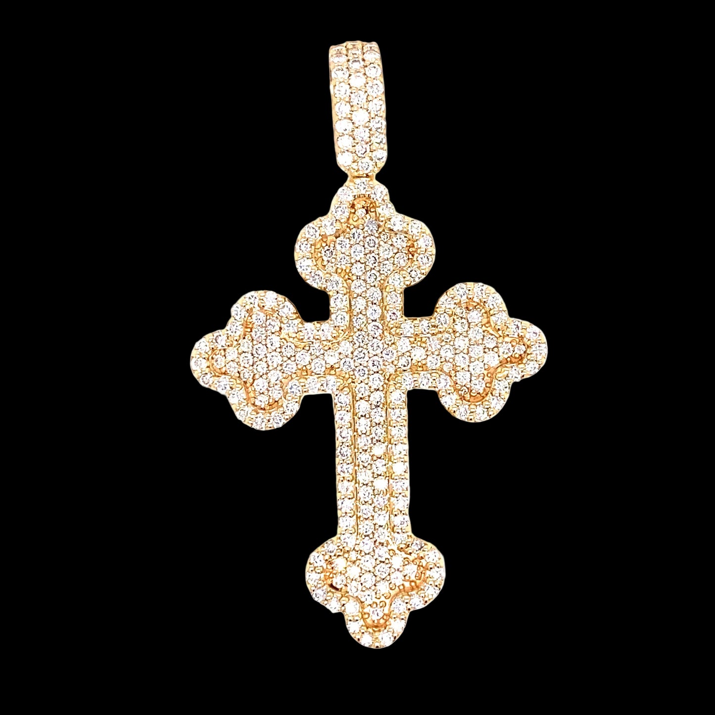 14k Gold and 3 CTW Diamond Medieval Cross Pendant