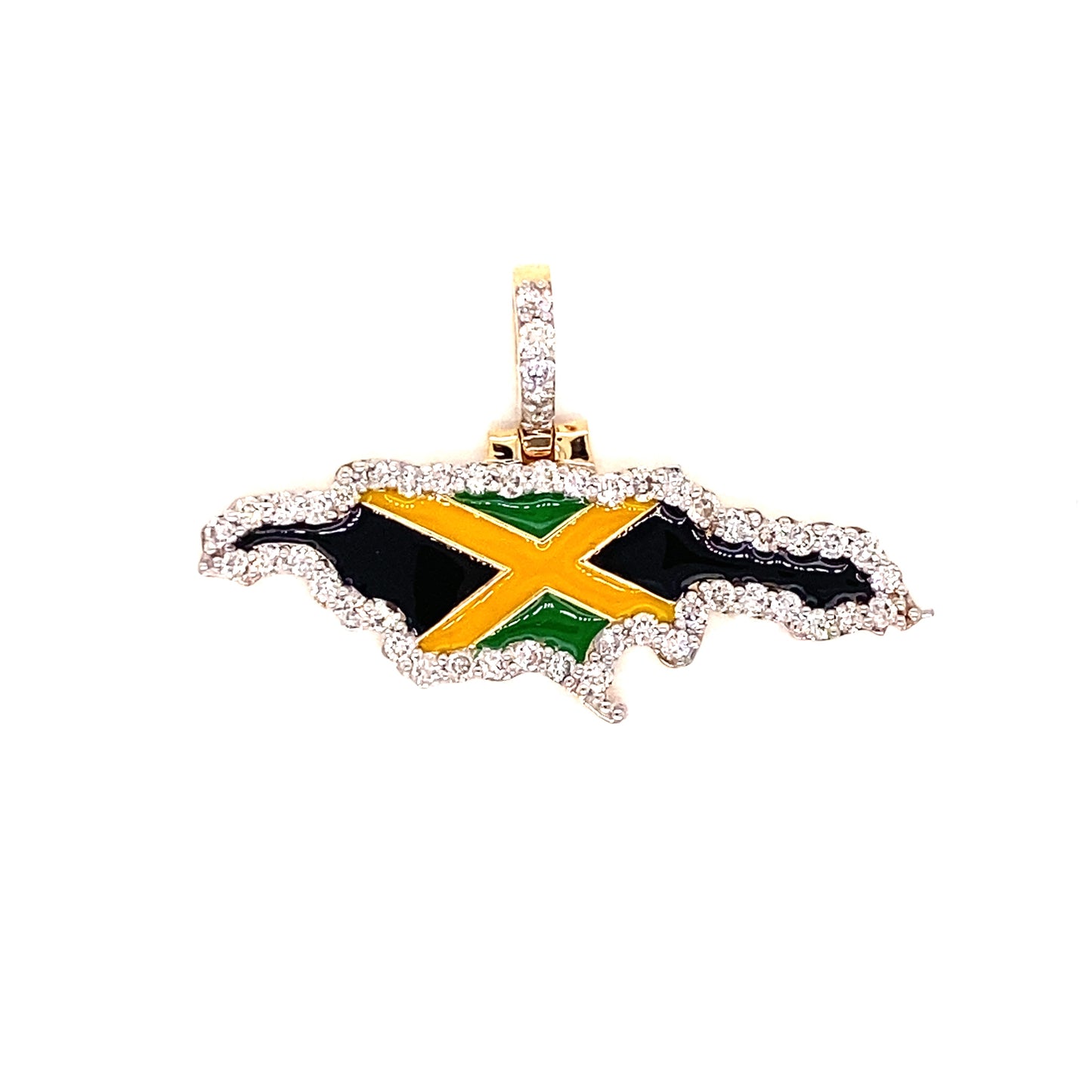 Jamaica is displayed here with the flags colors which are yellow, green, and black.