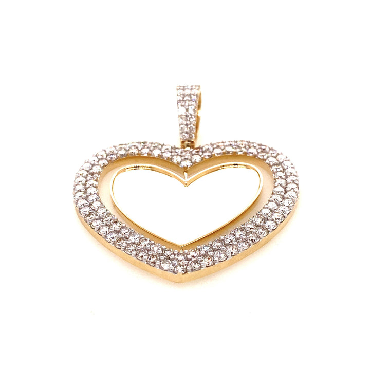 10k Gold and 6 CTW Diamond Heart Double Sided Photo Pendant