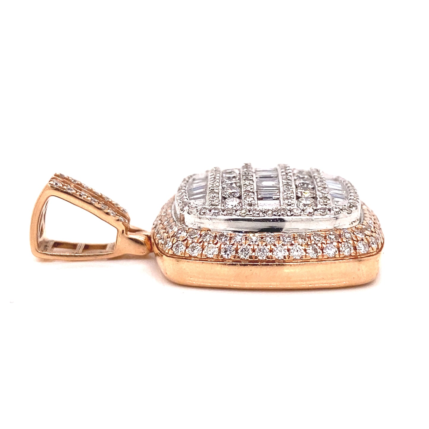 14k Rose Gold Diamond Square Style Pendant