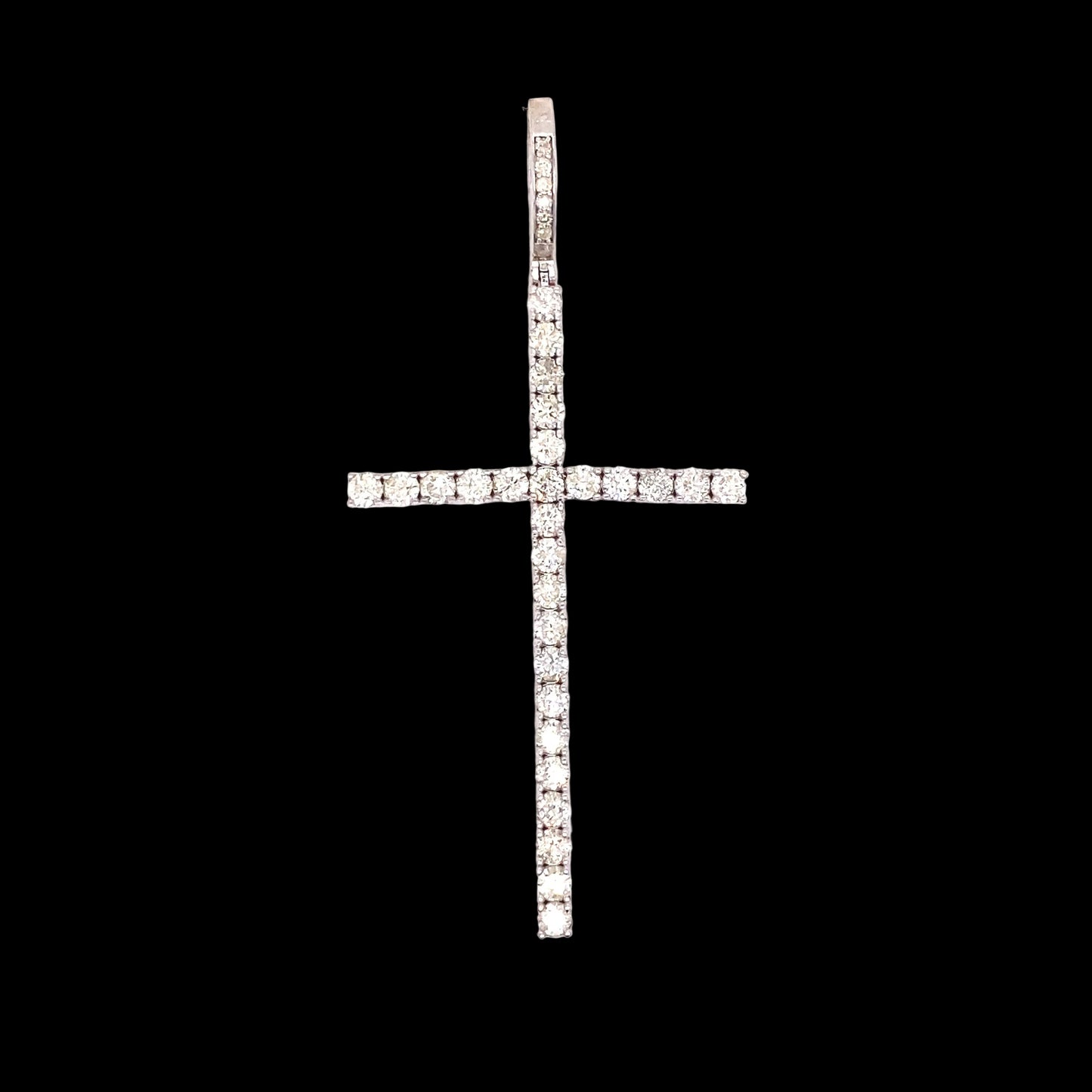 Long Diamond Cross Pendant in 14K Gold
