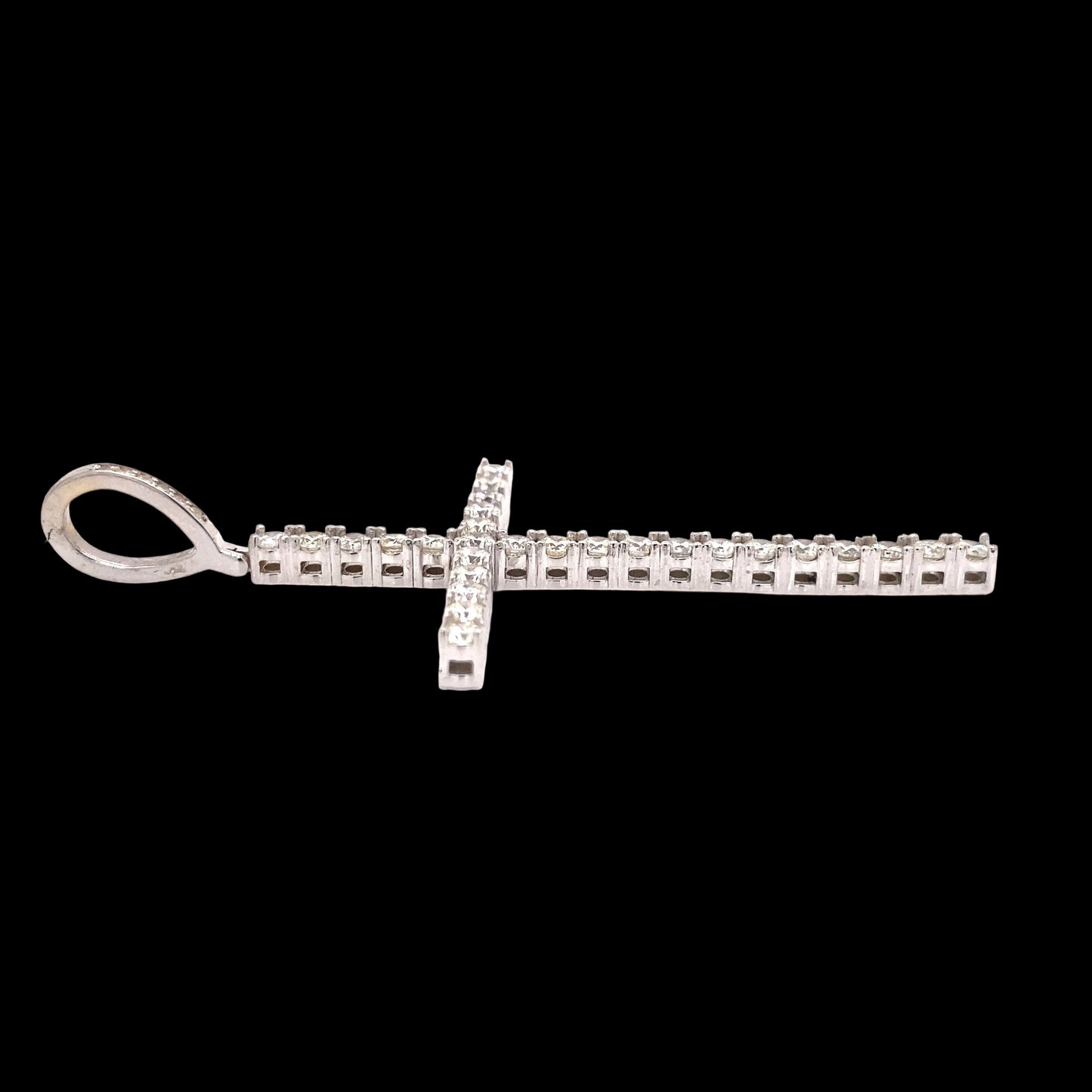 Long Diamond Cross Pendant in 14K Gold