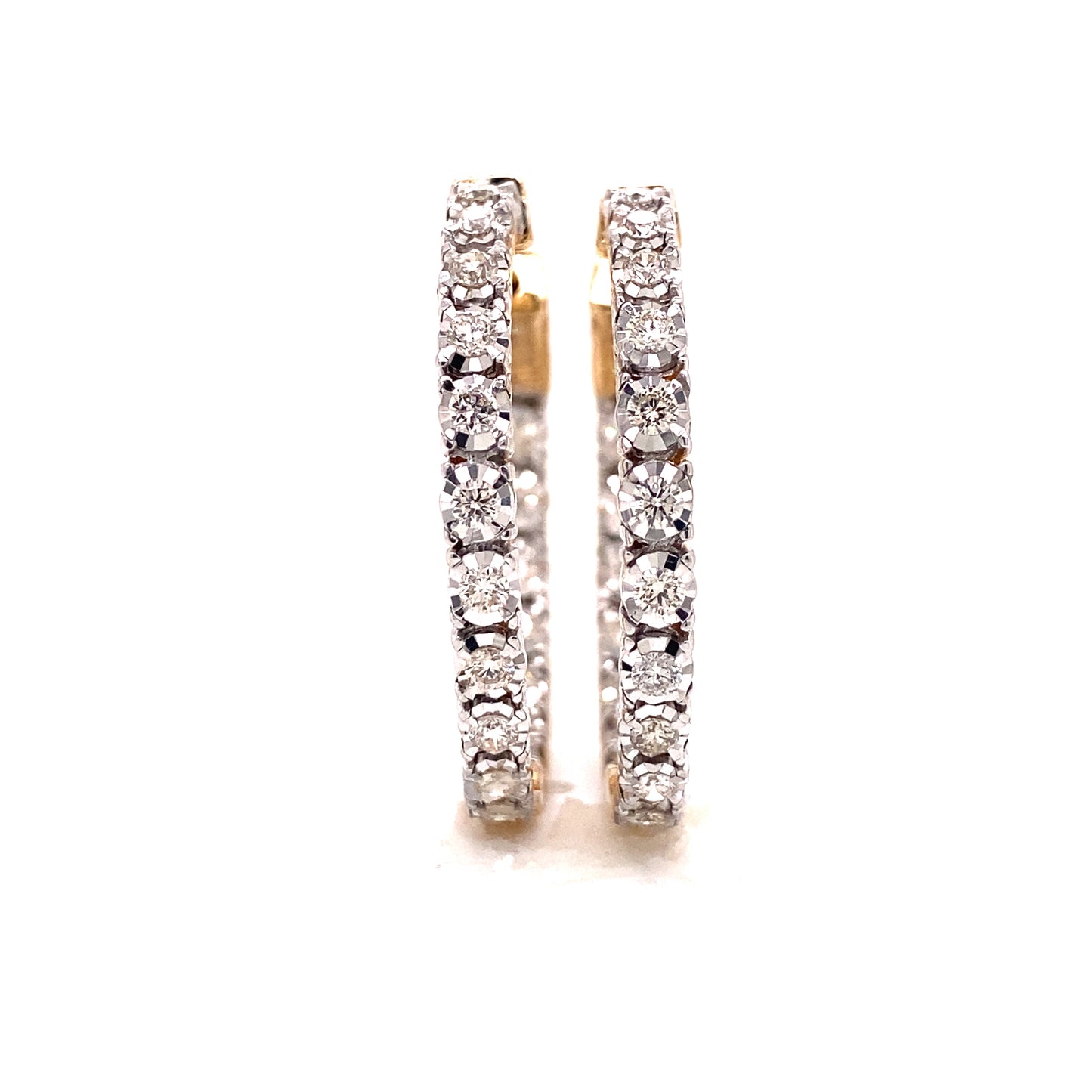 14k Yellow Gold and 1.80 CTW Diamond Hoop Earrings
