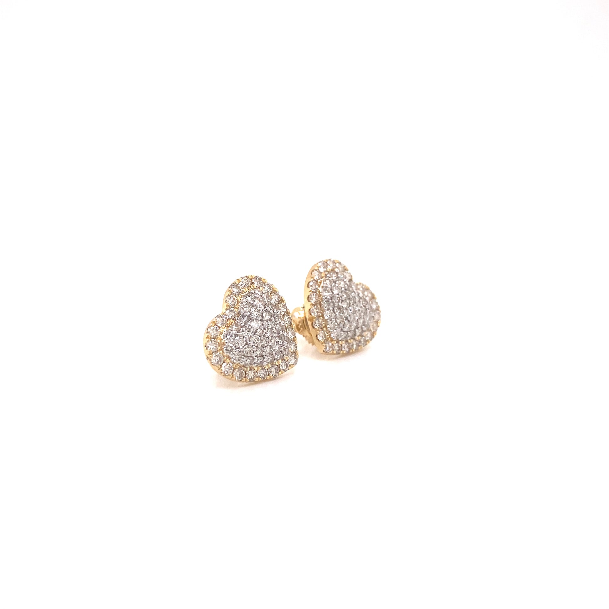 14k Gold and 1.50 CTW Diamond Heart Earrings