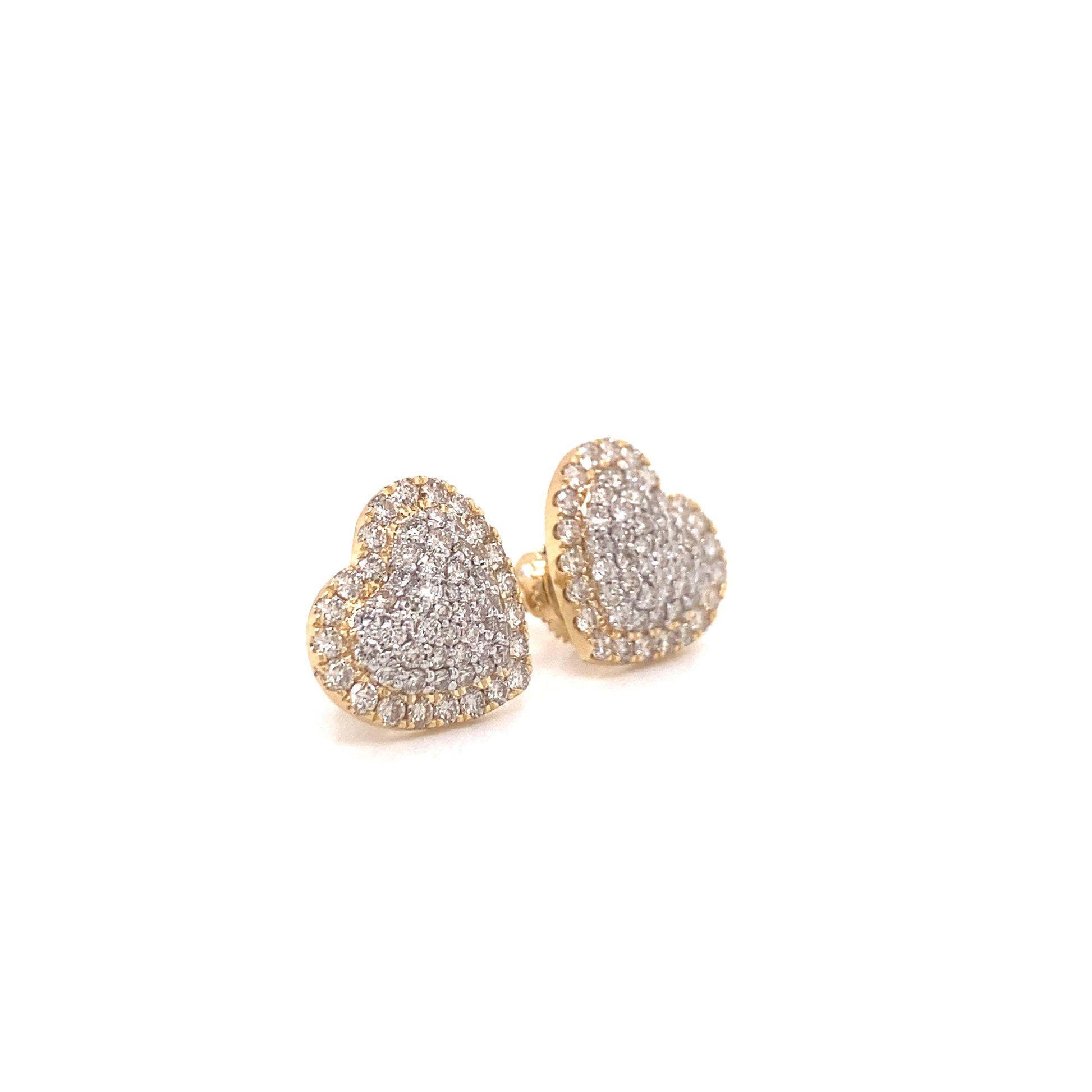 14k Gold and 1.50 CTW Diamond Heart Earrings