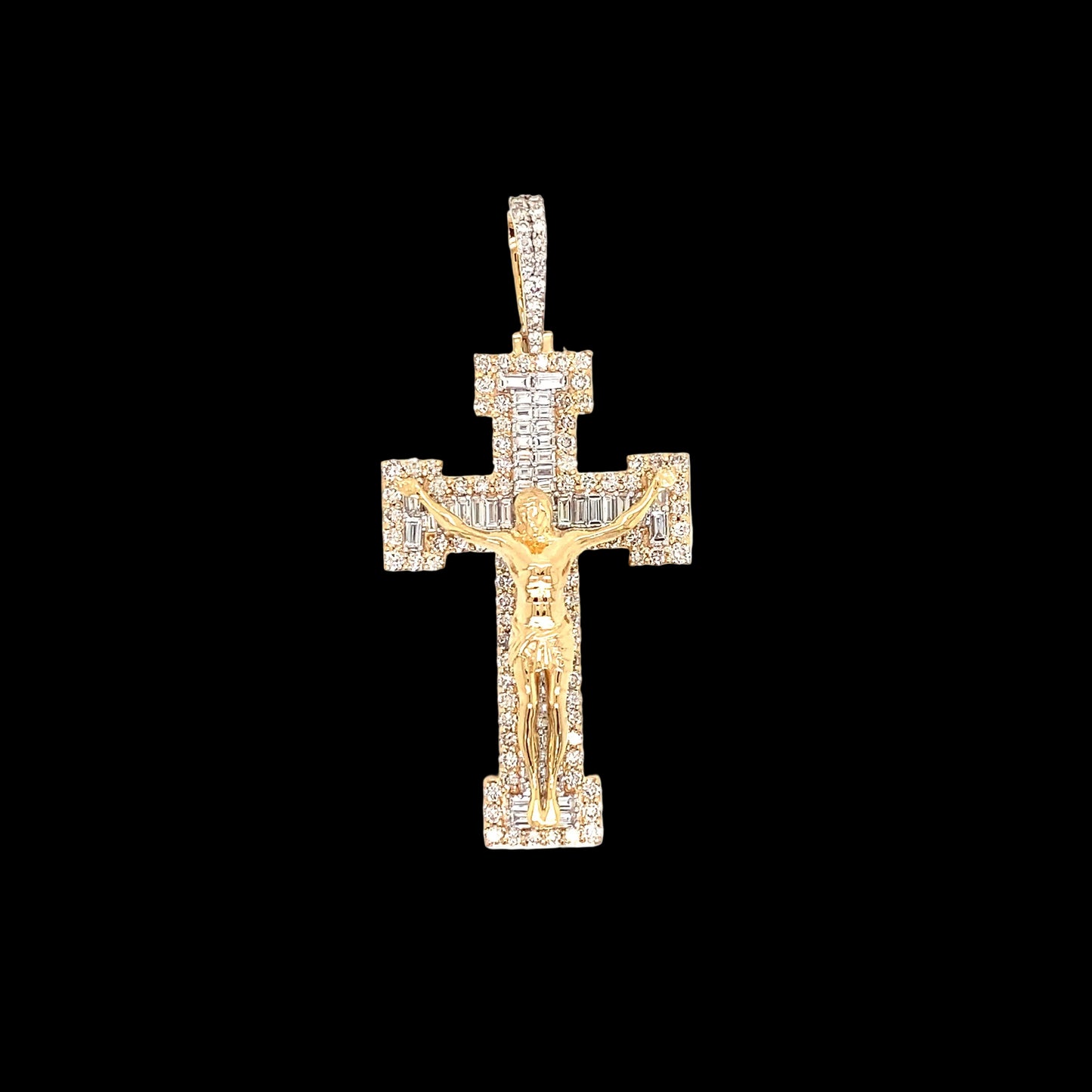 10k Gold Baguette Diamond Modern Cross