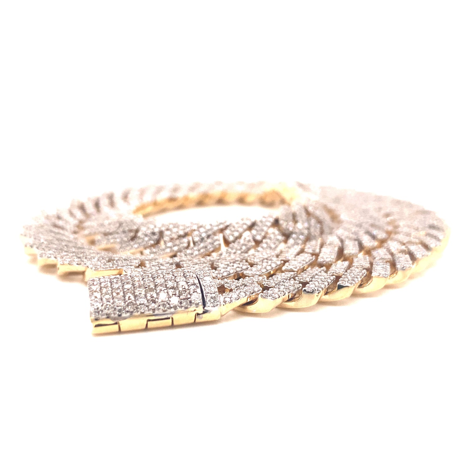 Elegant Mens Diamond Cuban Link Chain in 14k Gold
