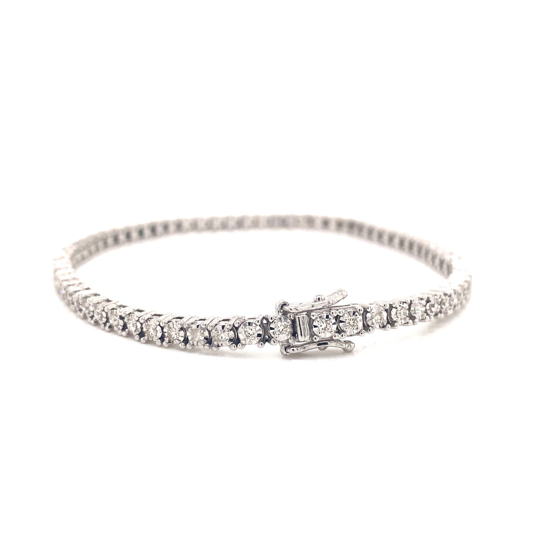 14k White Gold Prong Set Diamond Tennis Bracelet