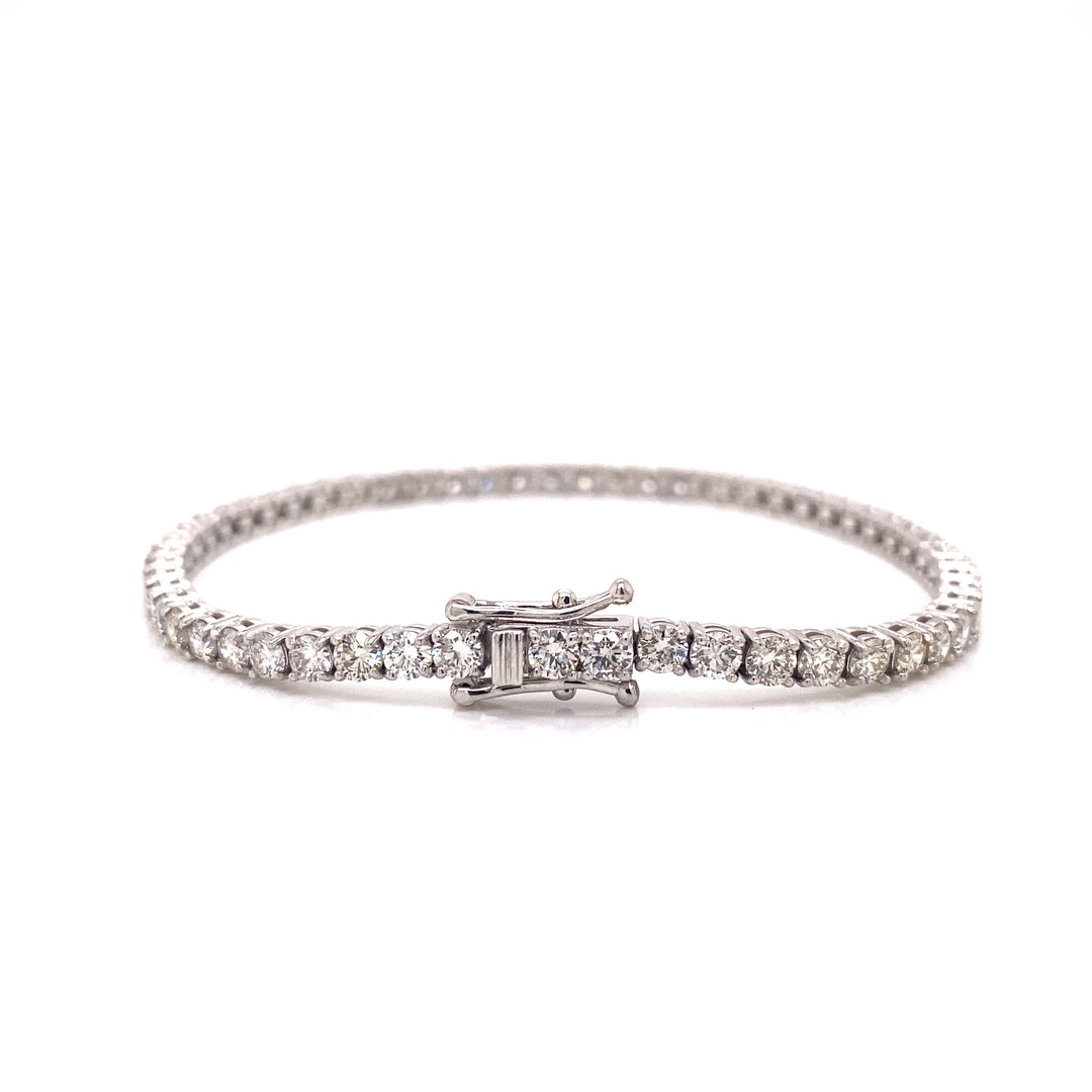 14k White Gold Round Cut Unisex Diamond Tennis Bracelet 