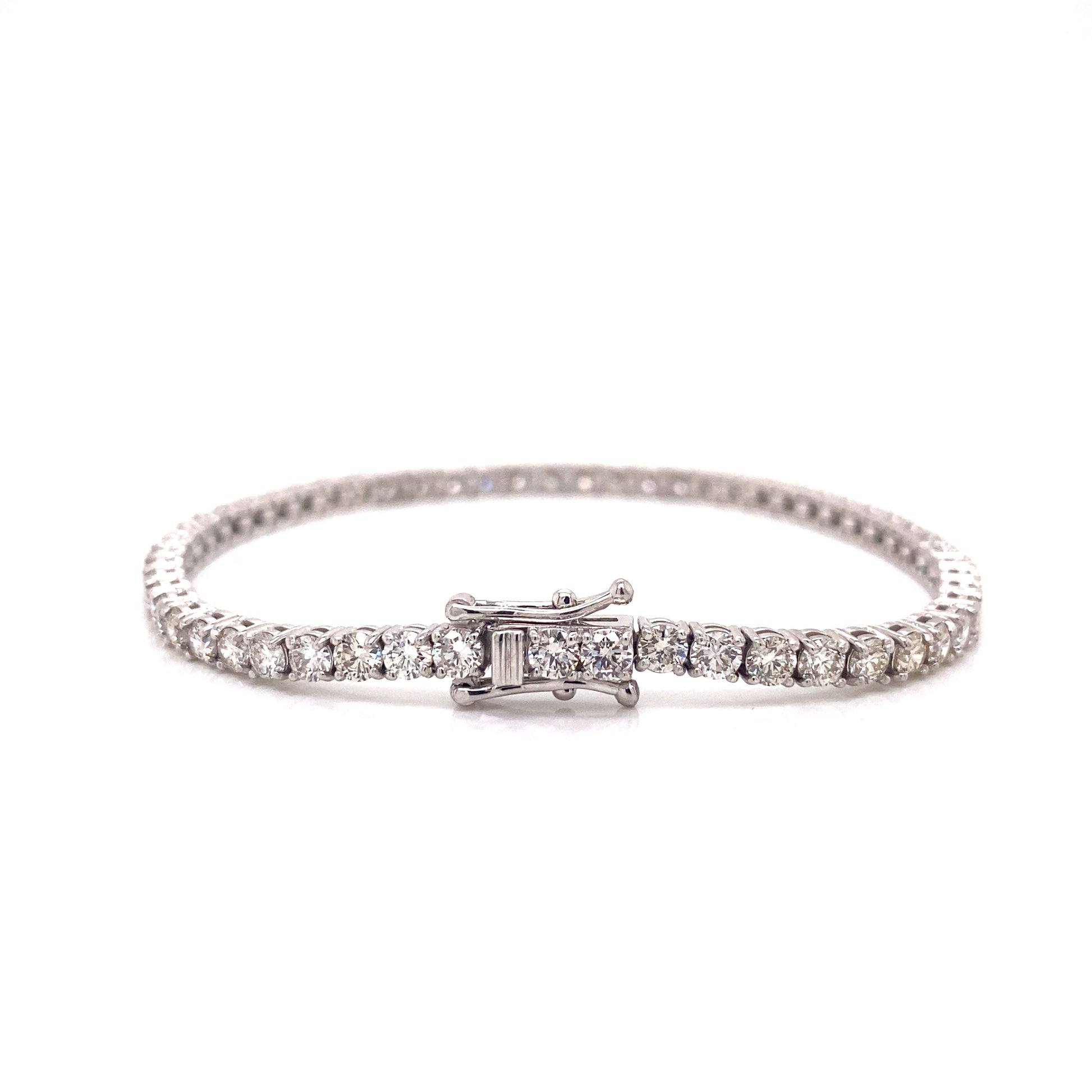 14k White Gold Round Cut Unisex Diamond Tennis Bracelet
