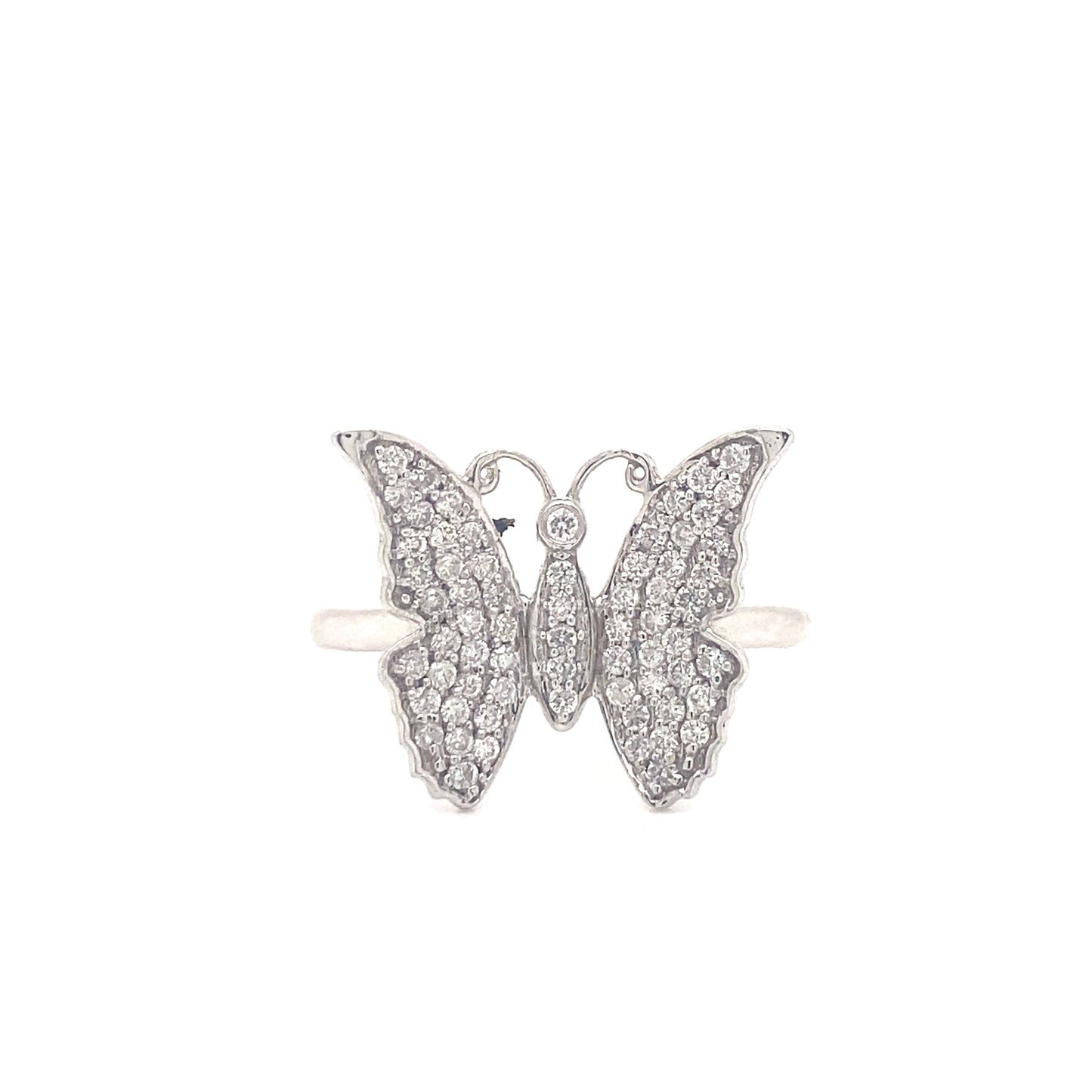 Diamond Butterfly Ring in 14k White Gold
