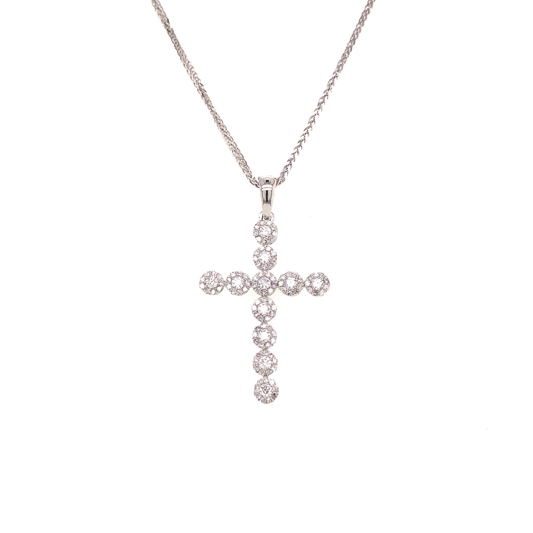 14k White Gold and Diamond Cross with Necklace