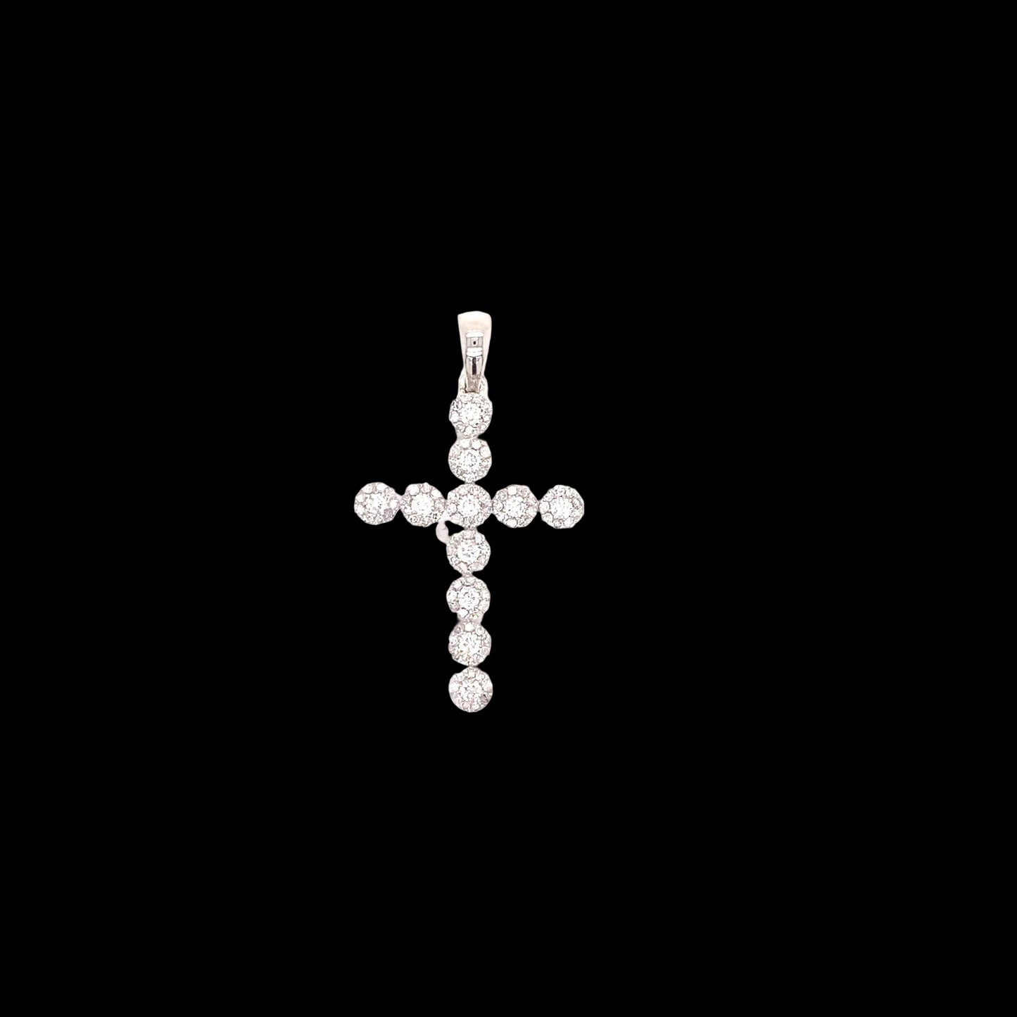 14k White Gold and Diamond Cross with Necklace