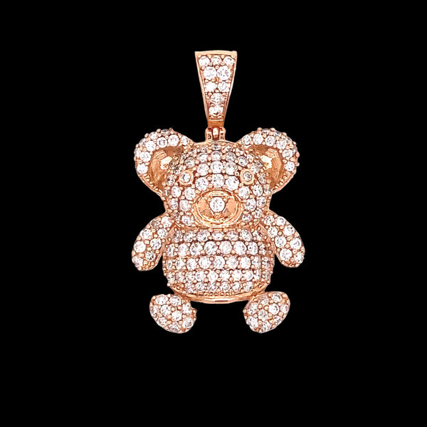 Diamond Teddy Bear Pendant in 14K